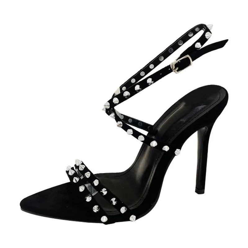 Sandalen - Streep Patroon, Hoge Hakken