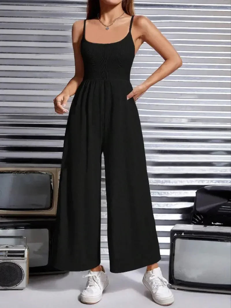 Mouwloze Jumpsuit Wijde Pijpen Zomer Jurk
