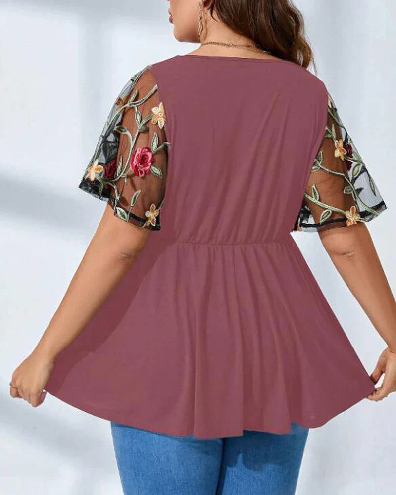 Dames Shirt V-Hals Mesh Luchtig Zomerse Stijl