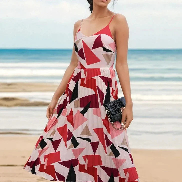 Maxi Jurk Geometrische Print Zomerjurk Vrouw