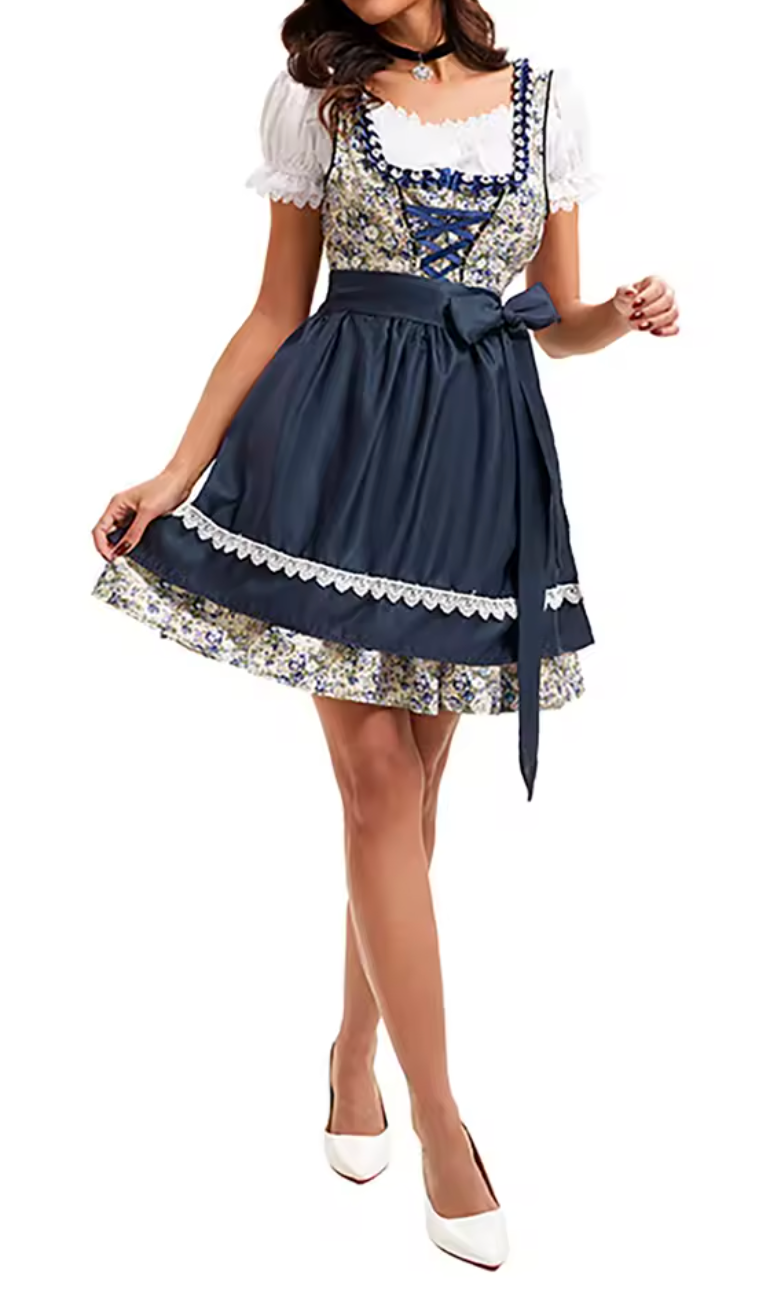 Dames Dirndl Jurk Oktoberfest Stijl met Schort