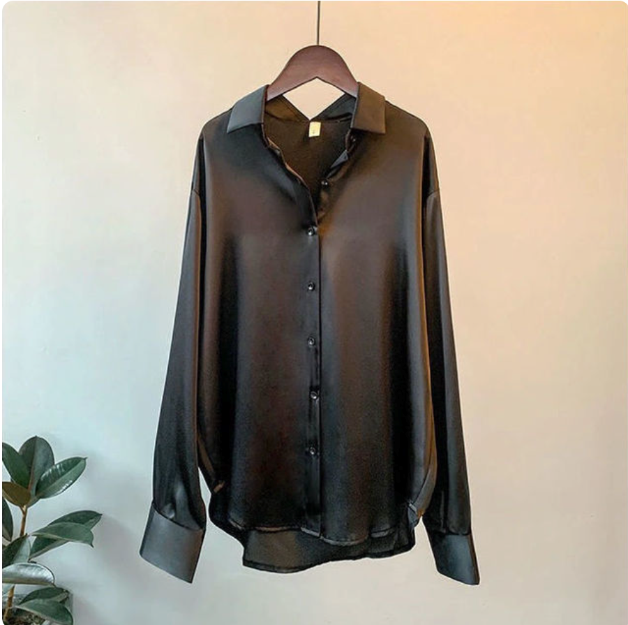 Dames Satijnen Blouse Elegante Pasvorm