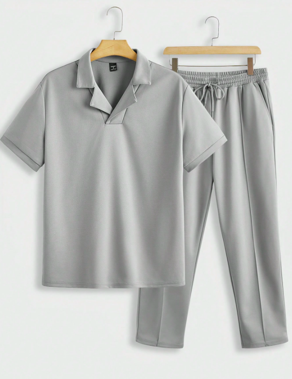 Heren Zomeroutfit Grijze Korte Broek met Hemd