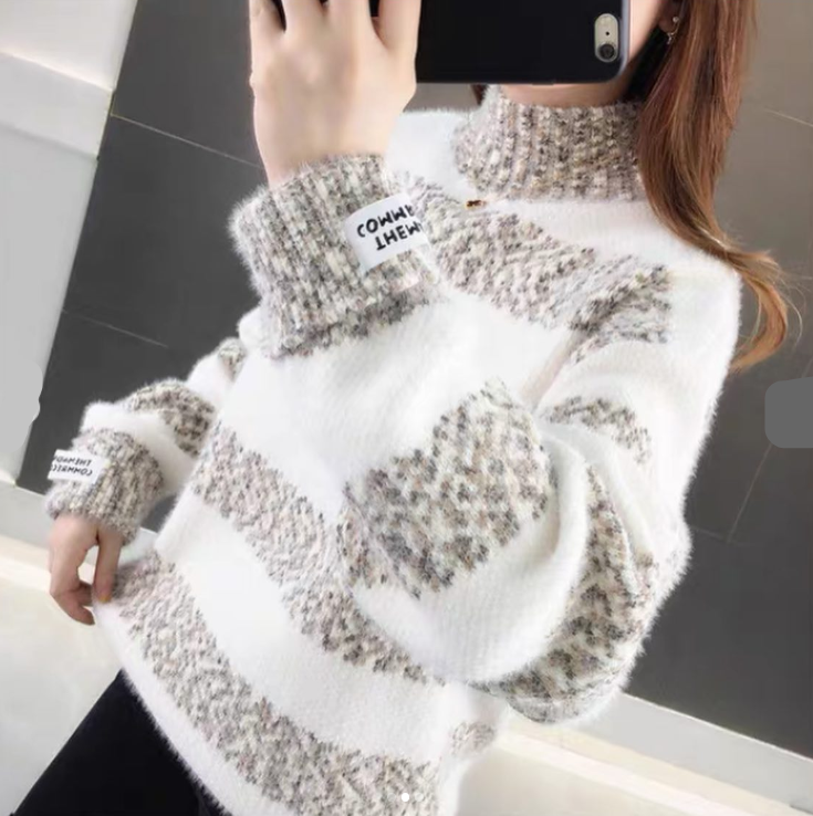 Juliane | Maglione a collo alto in cotone a righe