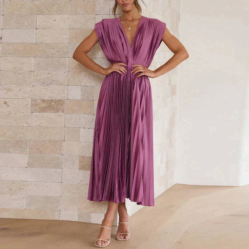 Iris Jurk met Plooien Elegante VrouwenJurk