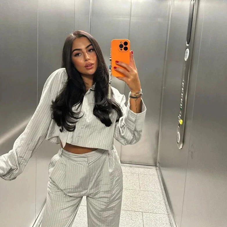 Casual Gestrepte Set 2-delig voor Vrouw