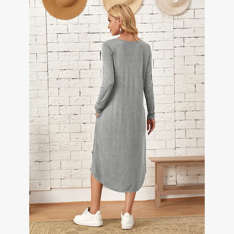 Rok Lang Mouw Jurk Casual Zomer