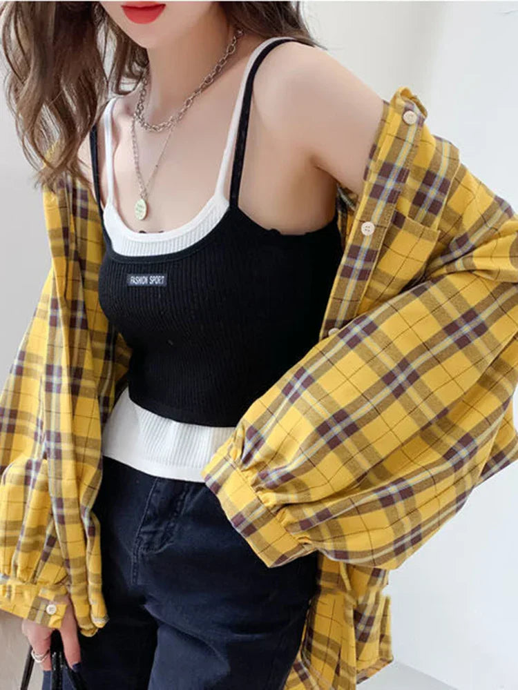 Liora | Oversized Geruit Overhemd