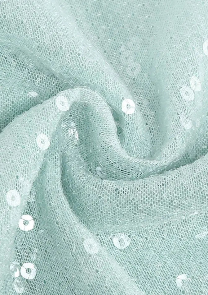 Mintgroene Glitter Jurk Lange Mouwen Dames
