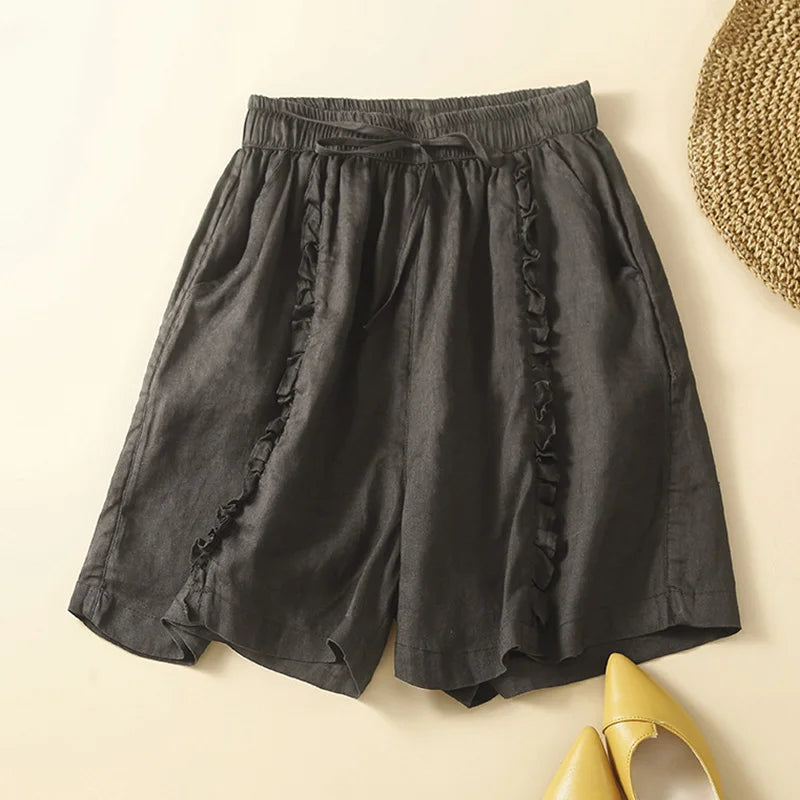Vrouwelijke Linnen Shorts Losse Zomerkleding Katoen