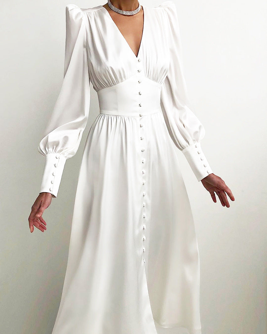Elegante Satijnen Midi Jurk voor Vrouw