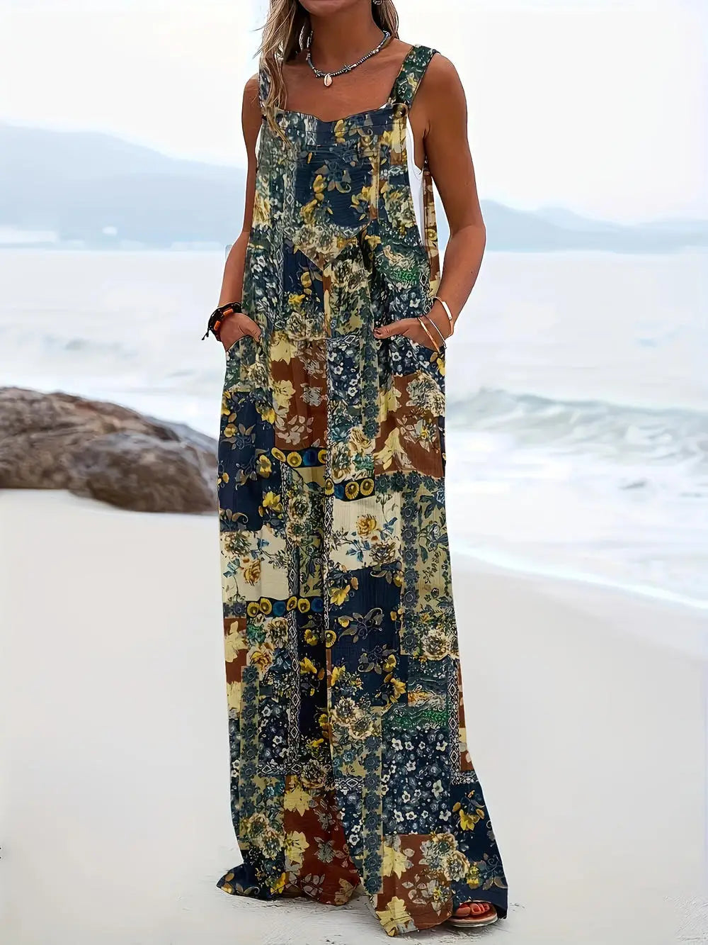 Vrouwelijke Jumpsuit Vierkante Halslijn Zomerjurk