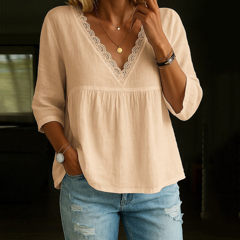Sienna | T-shirt con rivestimento a V in pizzo 3
