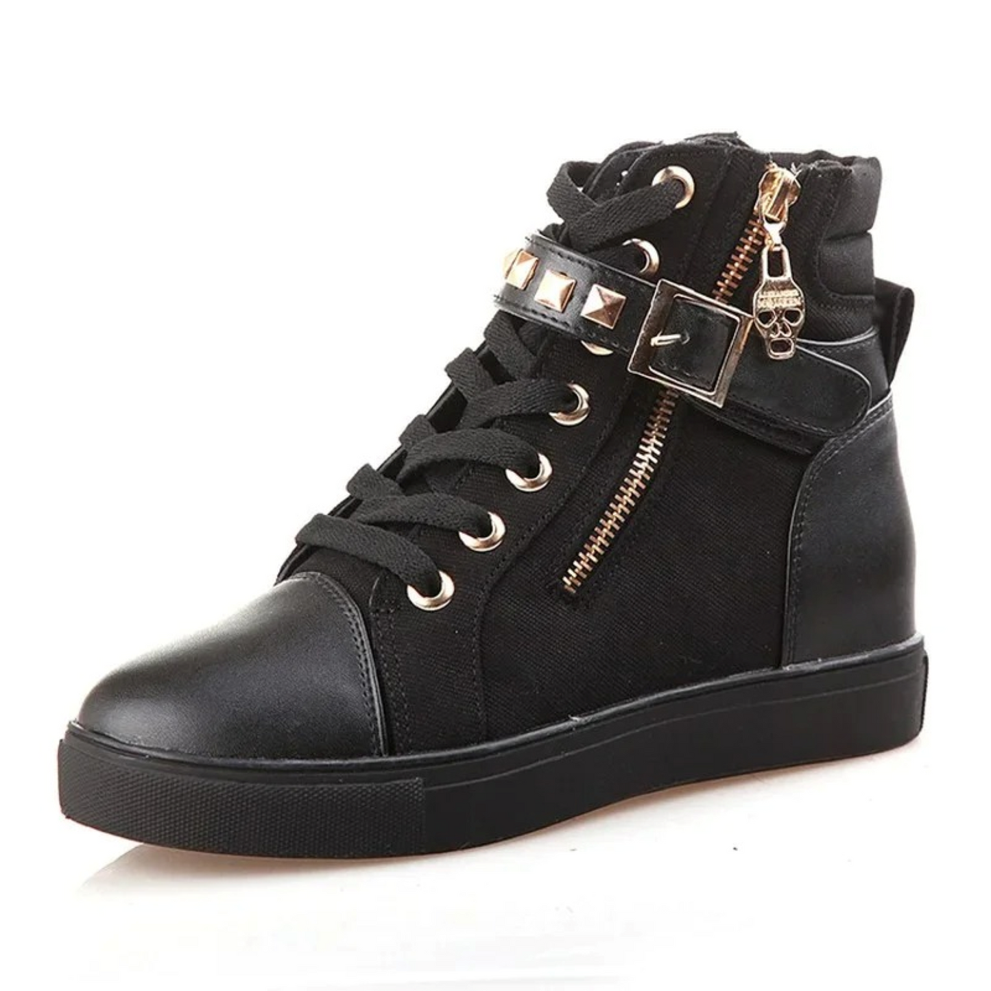 Dames Hoge Leren Sneakers Wit met Rits