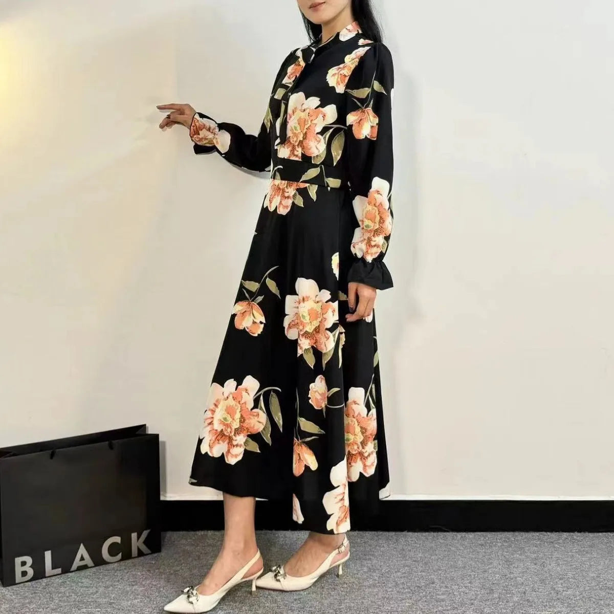 Lente-Zomer Chiffon Jurk met Bloemenprint voor Vrouwen in Grote Maten