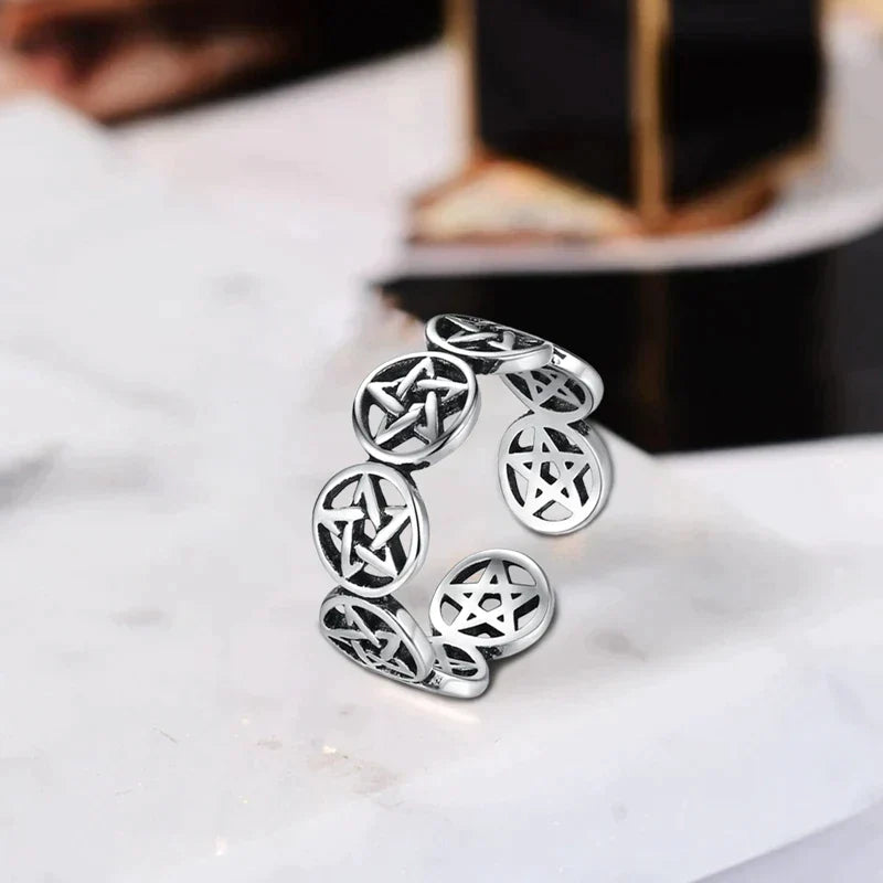 Pentagram Ring Zilver Tibetaanse Stijl Symbolisch