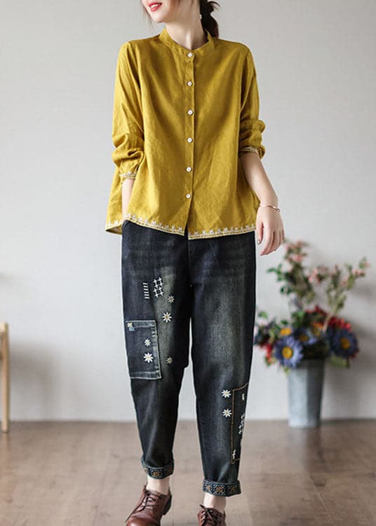 Dames Herfst Top Geborduurd Yara
