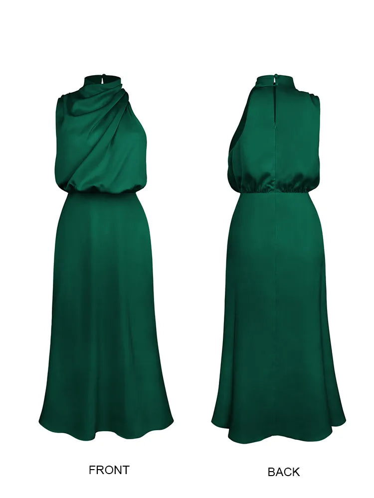 VELANORA- Elegante Satijnen Maxi Jurk