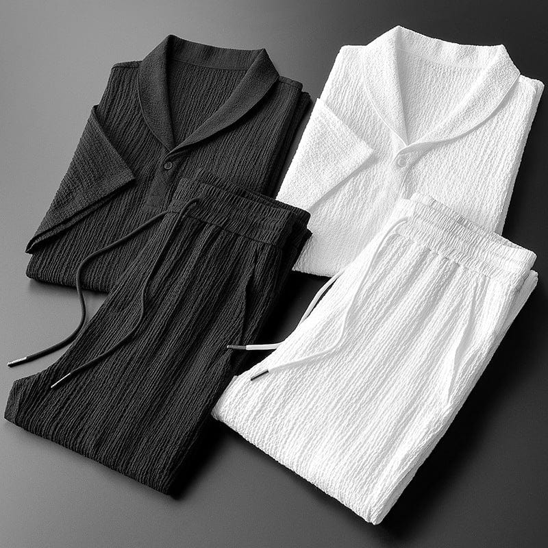 Luxe Heren Set met Textuur Casual Stijl
