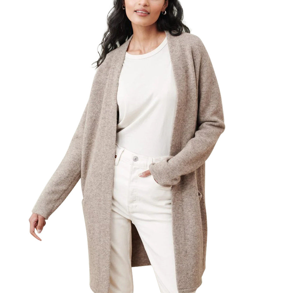 Dames Gebreide Vest met Zakken Comfortabel Lang Model