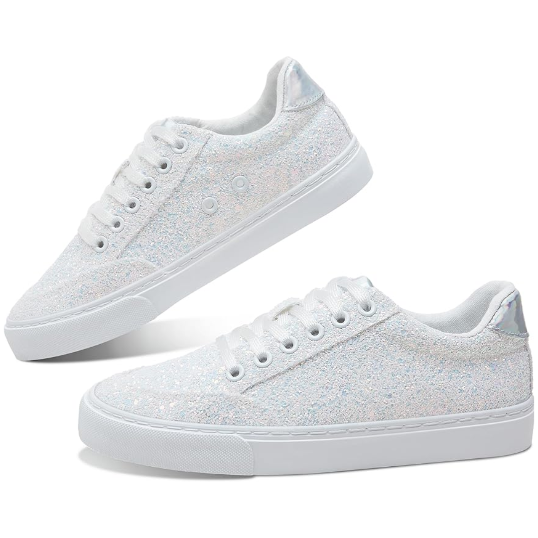 Vetersneakers Glitter Sparkly voor Vrouw