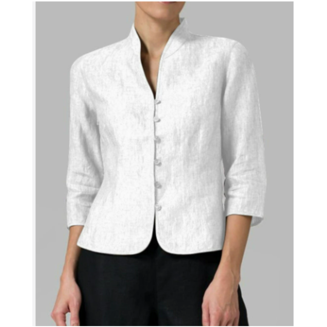 Pleun | Chambray blouse met opstaande kraag