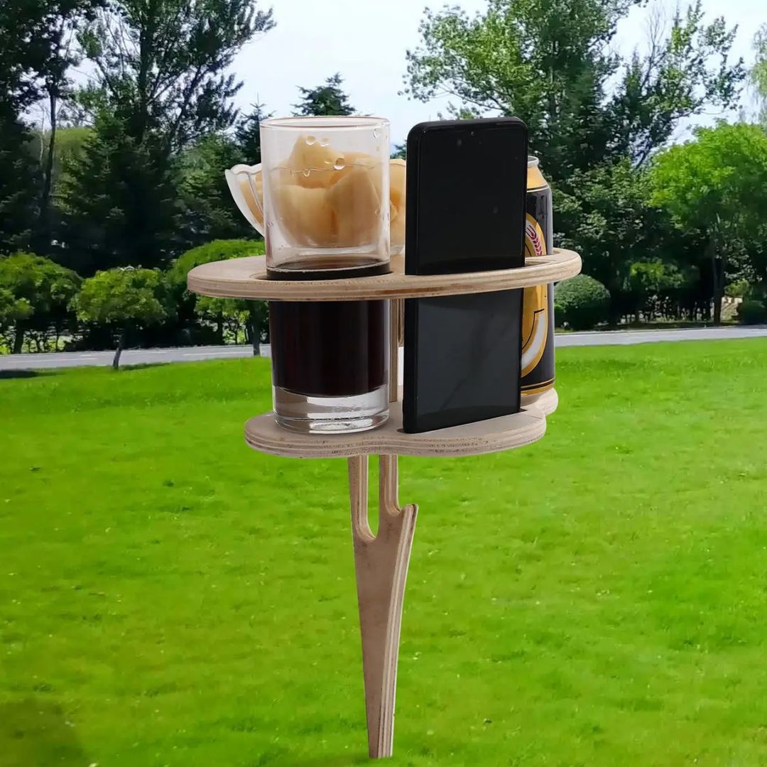 Wijntafel Draagbaar Dubbel Laags voor Wijn en Glazen
