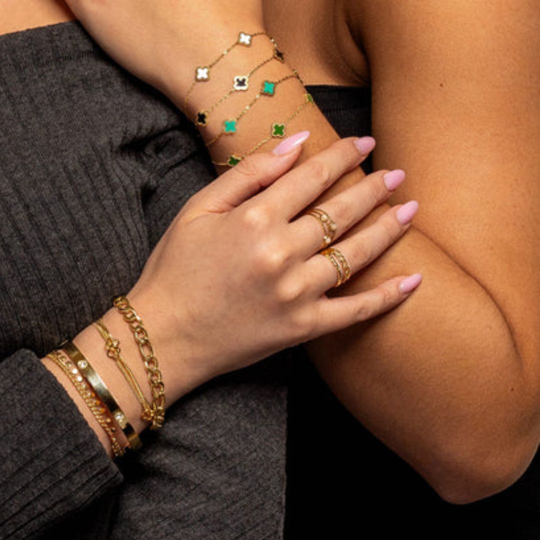 Groene Klaver Armband Stijlvol met Blad Motief