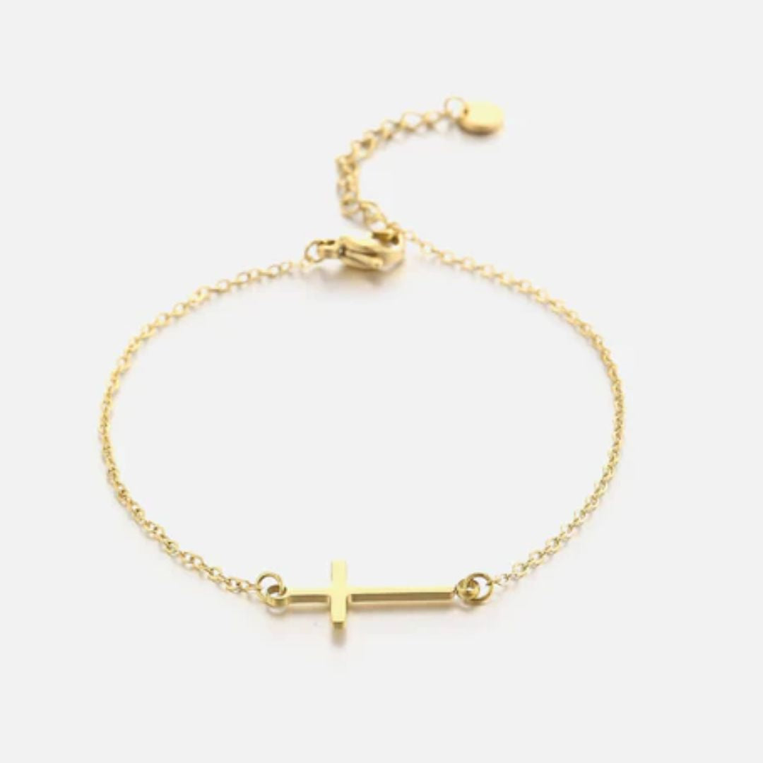 Gouden Kruisarmband Spiritueel en Stijlvol - Mode Vibes