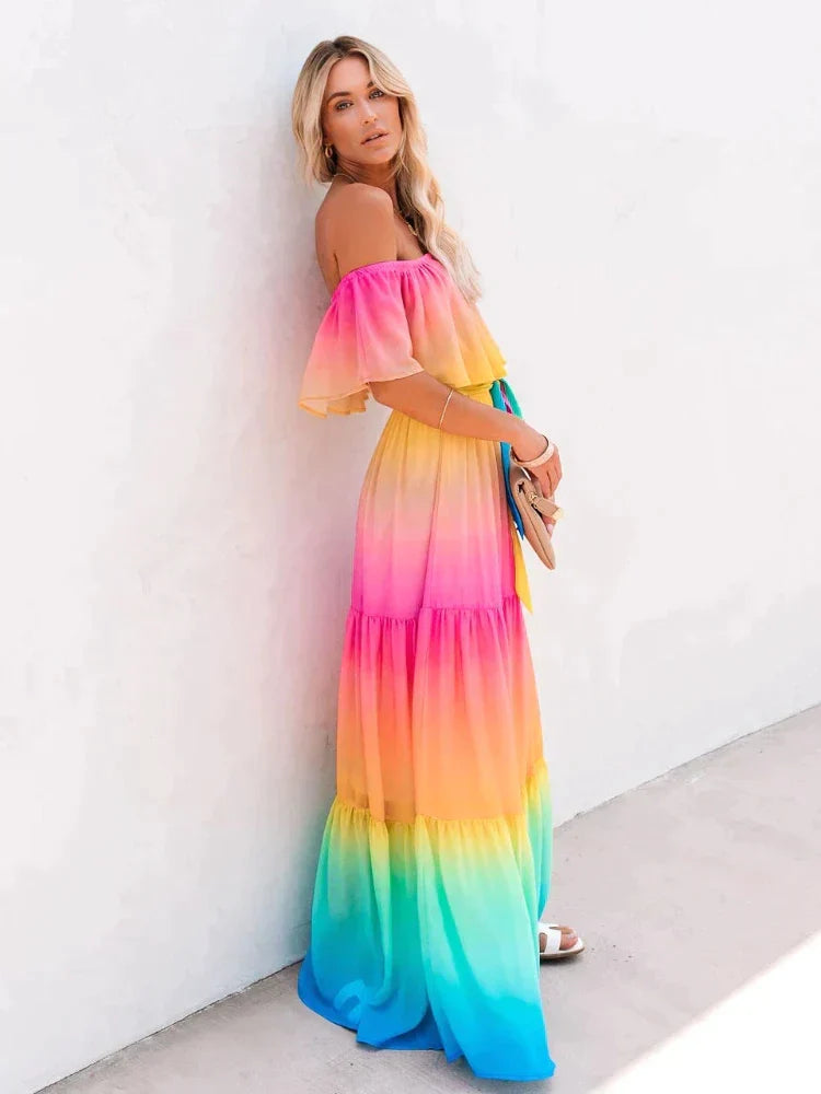 Kleurrijke Zomerjurk Voor Vrouw Multicolor