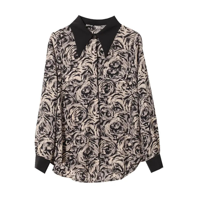 Vintage Chiffon Blouse met Plooi Details