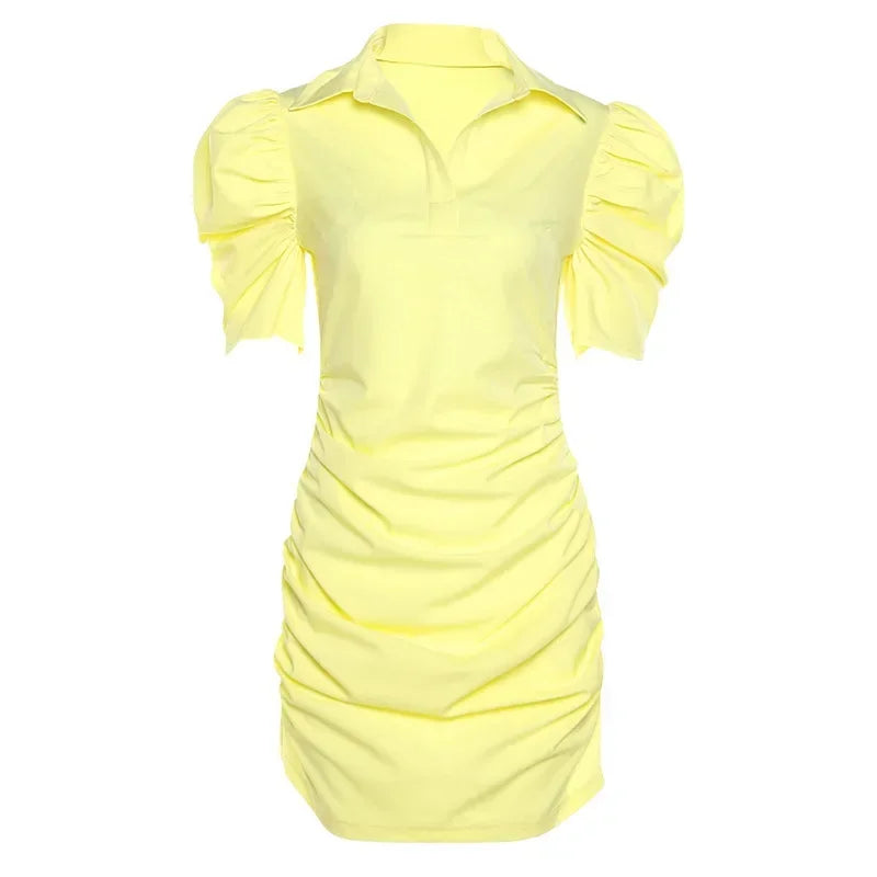 ModeMeester Vintage Bodycon Jurk met Korte Mouwen