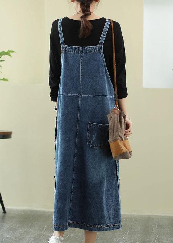 Donkerblauw Denim Jurk Kleed