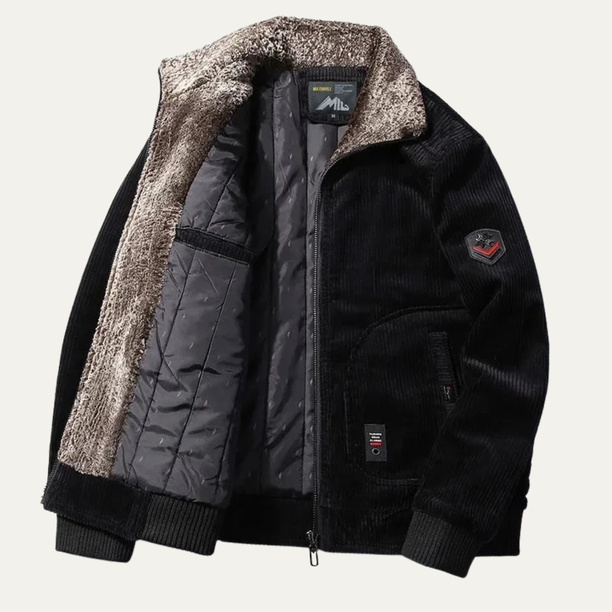 VogeLuxe | Corduroy fleece bomberjack met sherpavoering voor heren 5