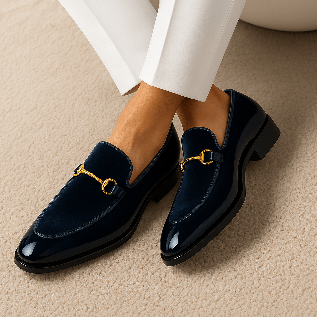 VogeLuxe | Heren fluwelen Horsebit loafers 5