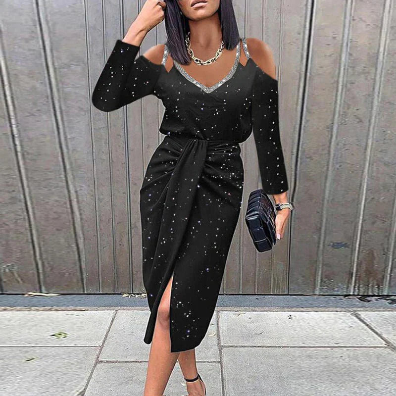 Vrouwen Elegante 3/4 Mouwen Flatterende Gewikkelde Riem Midi Zomerjurk - Diana