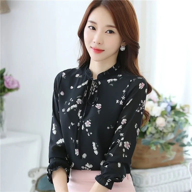 Lente-Herfst Chiffon Blouses voor Dames