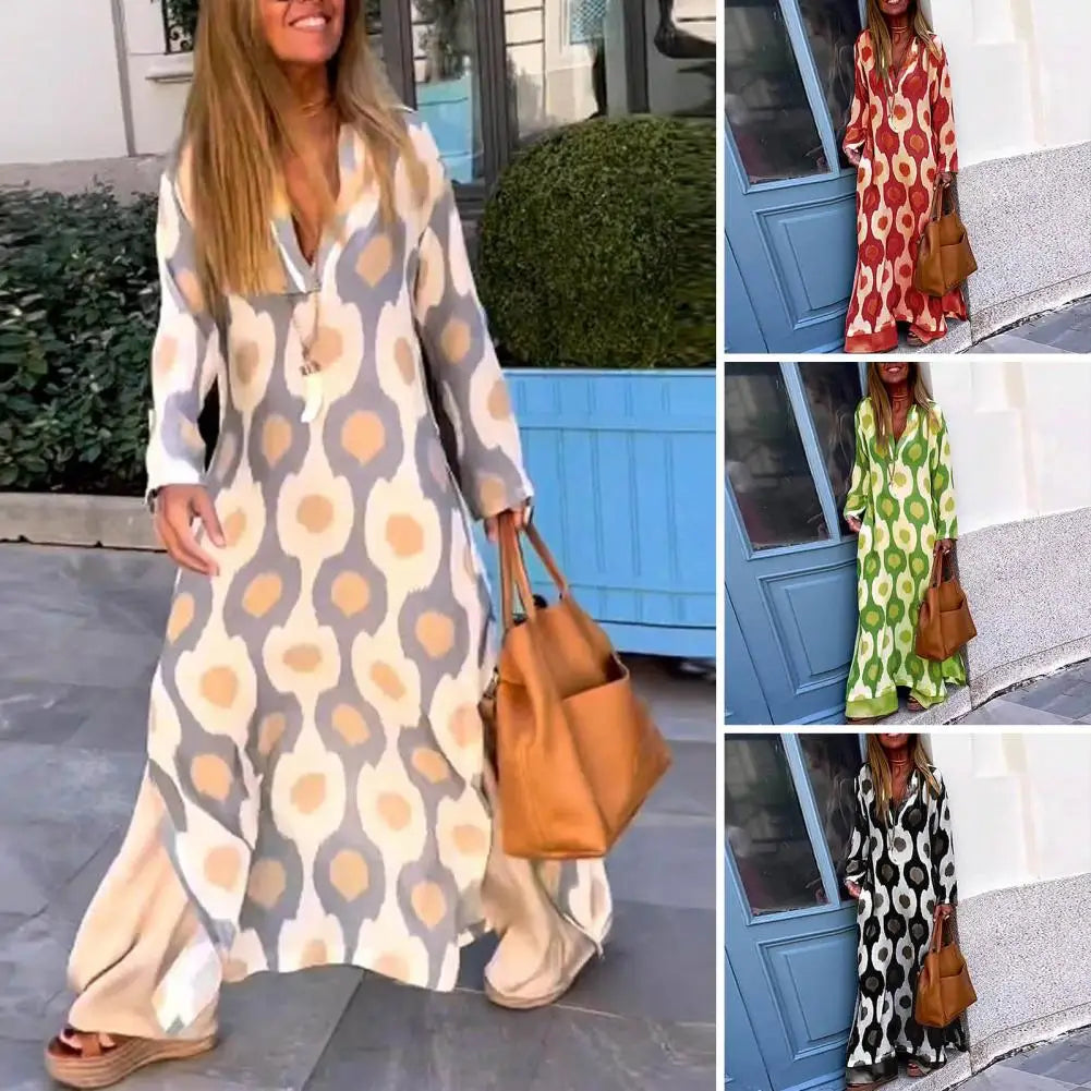 Stijlvolle Zomerse Maxi Jurk met Print en V-hals