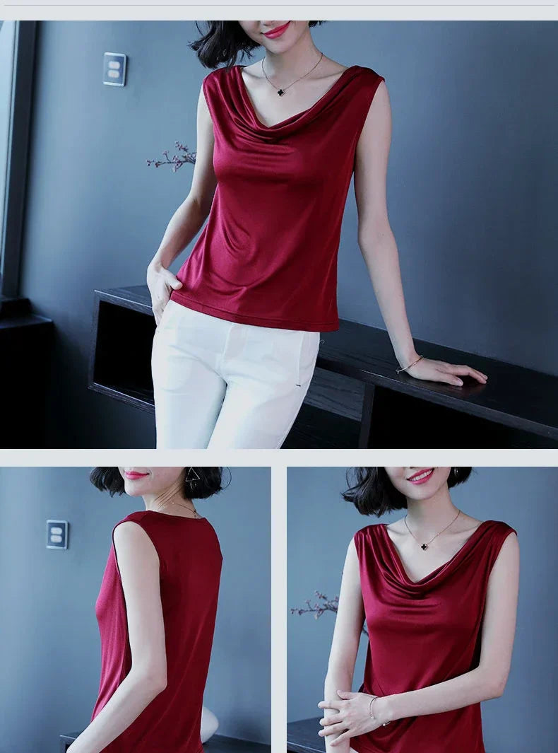 Stijlvolle Viscose Drape Neck T-shirt - Comfortabel en Trendy!