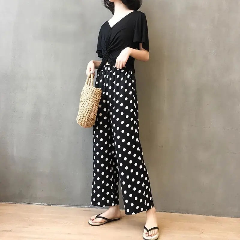 Mode Express Polka Dot Wijde Pijpen Broek