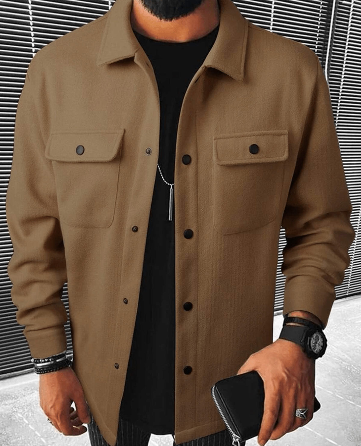 Heren Shacket Casual Met Borstzakken