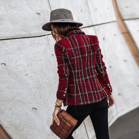 Geruite Blazer voor Dames Stijlvol Modern Design