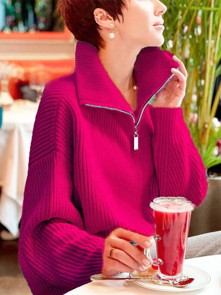 Gebreide Trui Half Zip Zachte Brei Comfortabel