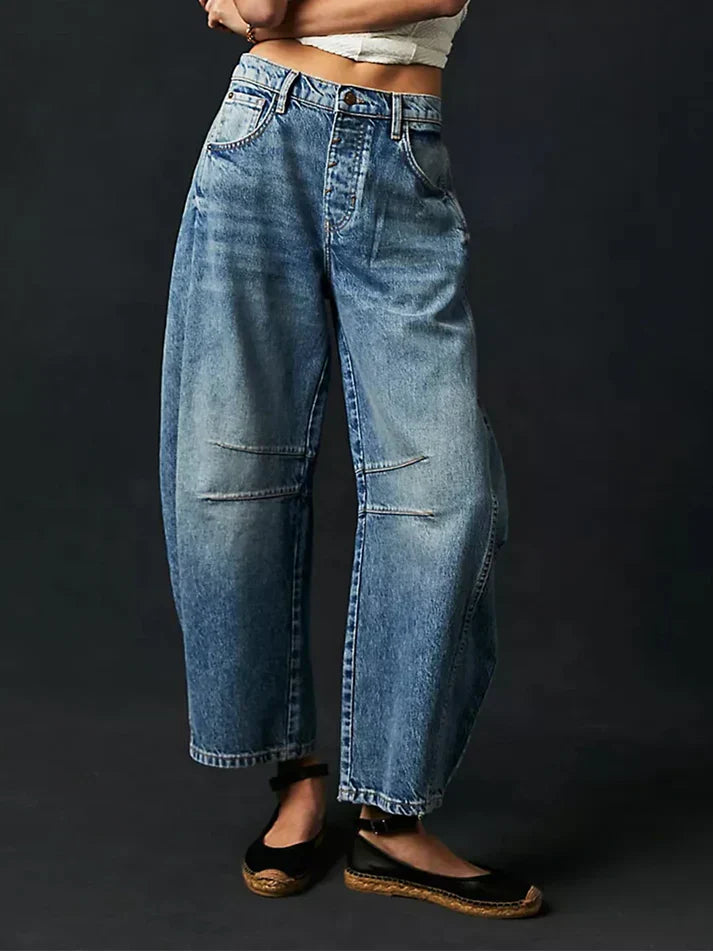 Losse Spijkerbroek Zittend Model Comfortabele Jeans