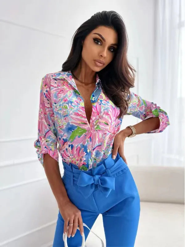 LunaChic Verfijnde Bloemenblouse