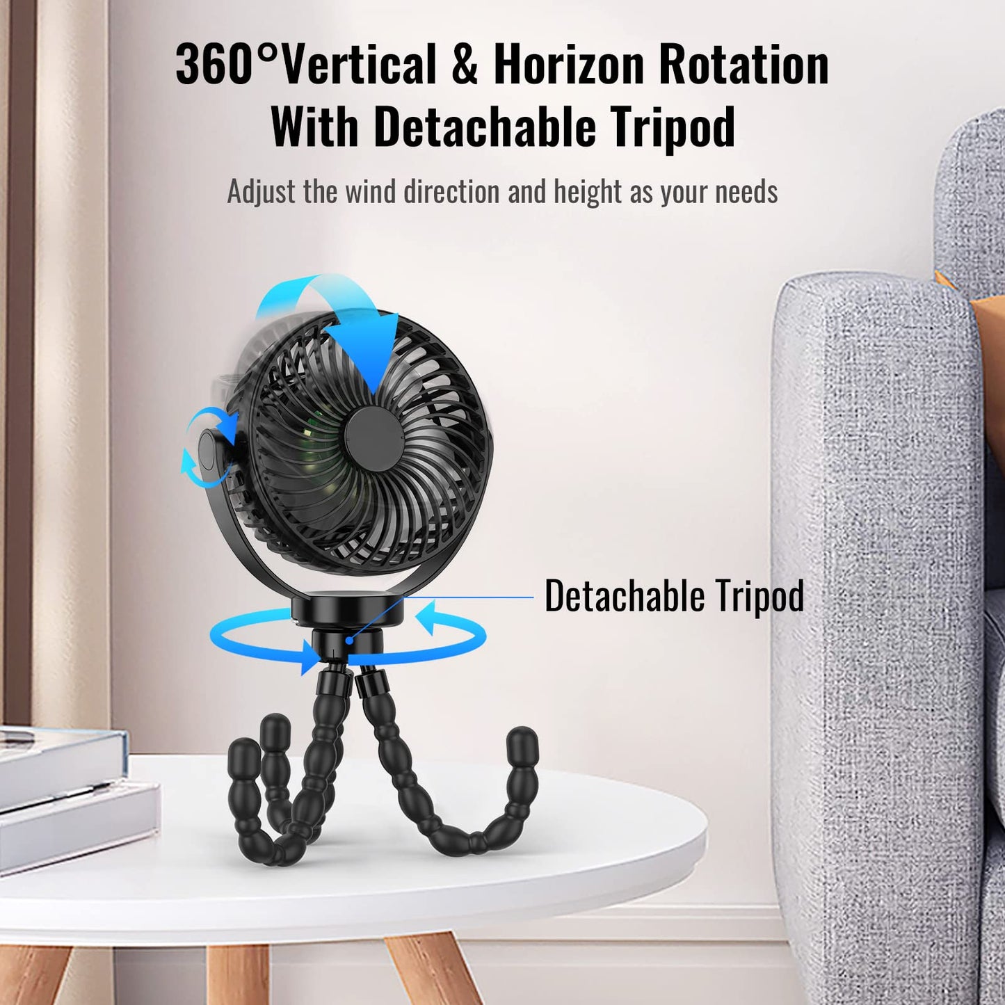 Kinderwagenventilator Draagbaar met Lange Accu Levensduur