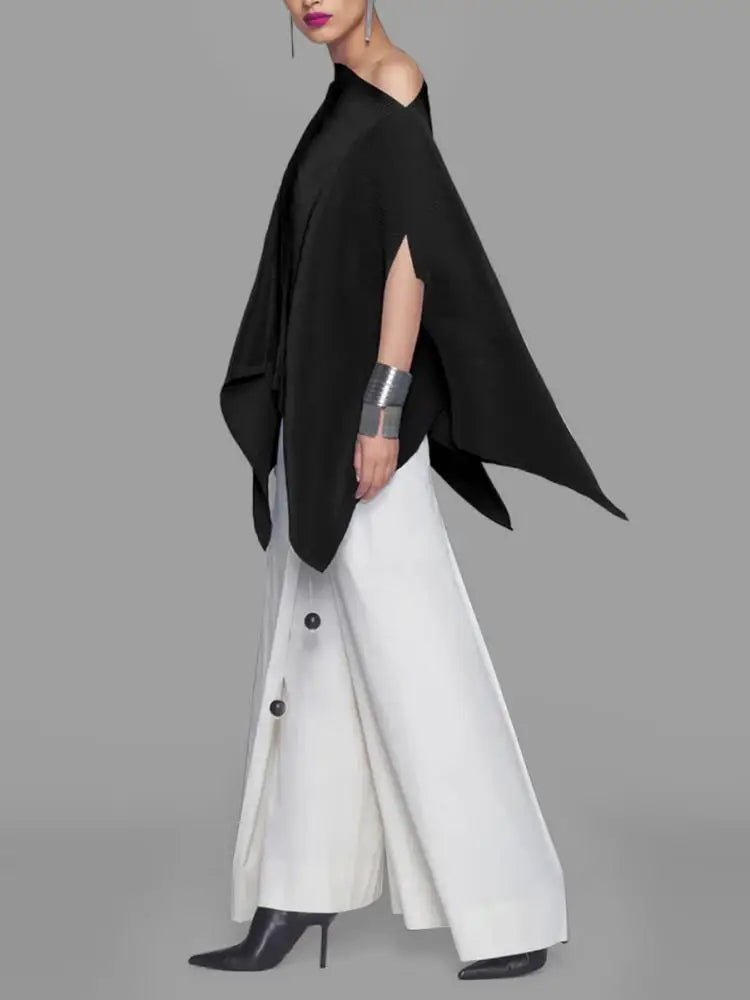 Trendy Asymmetrische Blouse met Bat Mouwen
