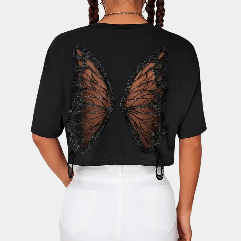 Vlinderprint T-Shirt Kort Dame Model