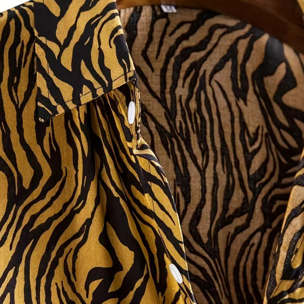 Tijgerprint Overhemd voor Mannen met Knoopsluiting