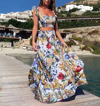 Zomerjurkje Boho Print Tweedelig Jurk Vrouw